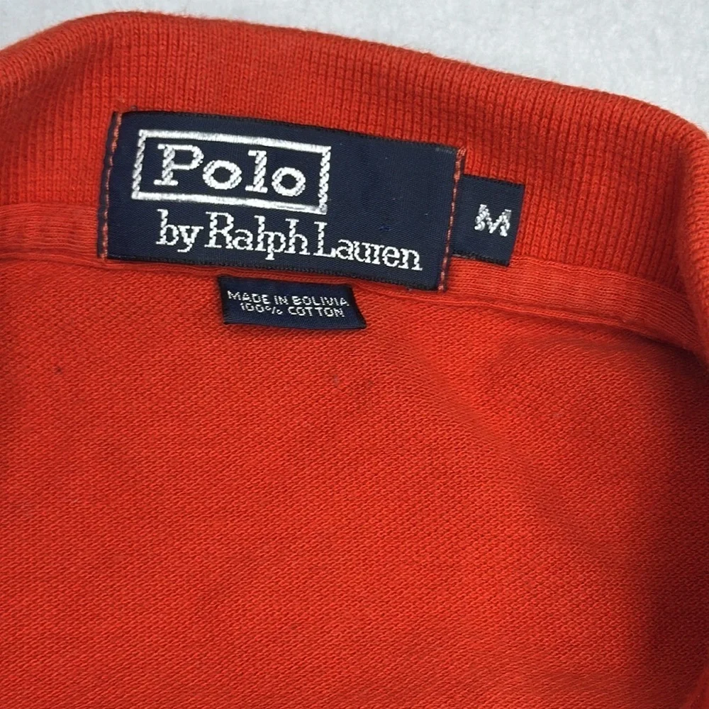 Ralph Lauren men’s polo shirt size M Medium orange 100% cotton vintage Y2K